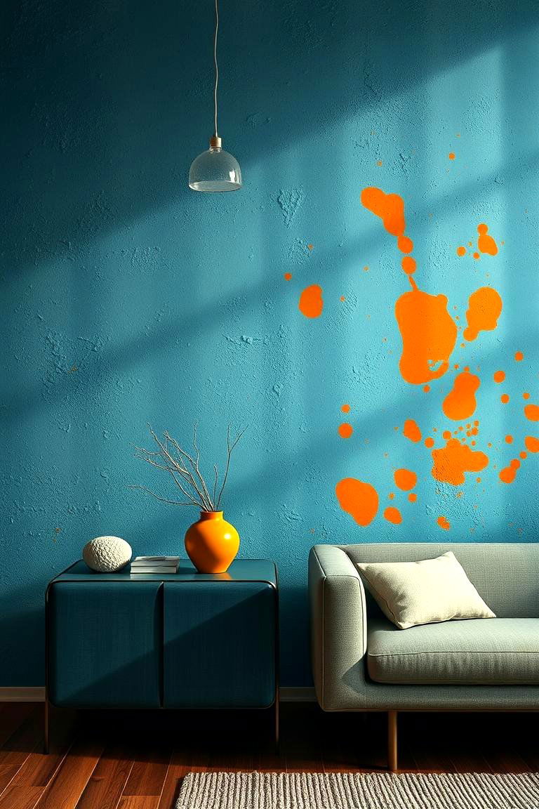 Teal and Orange Textured Walls - 24 Teal and Orange Bedroom Ideas
