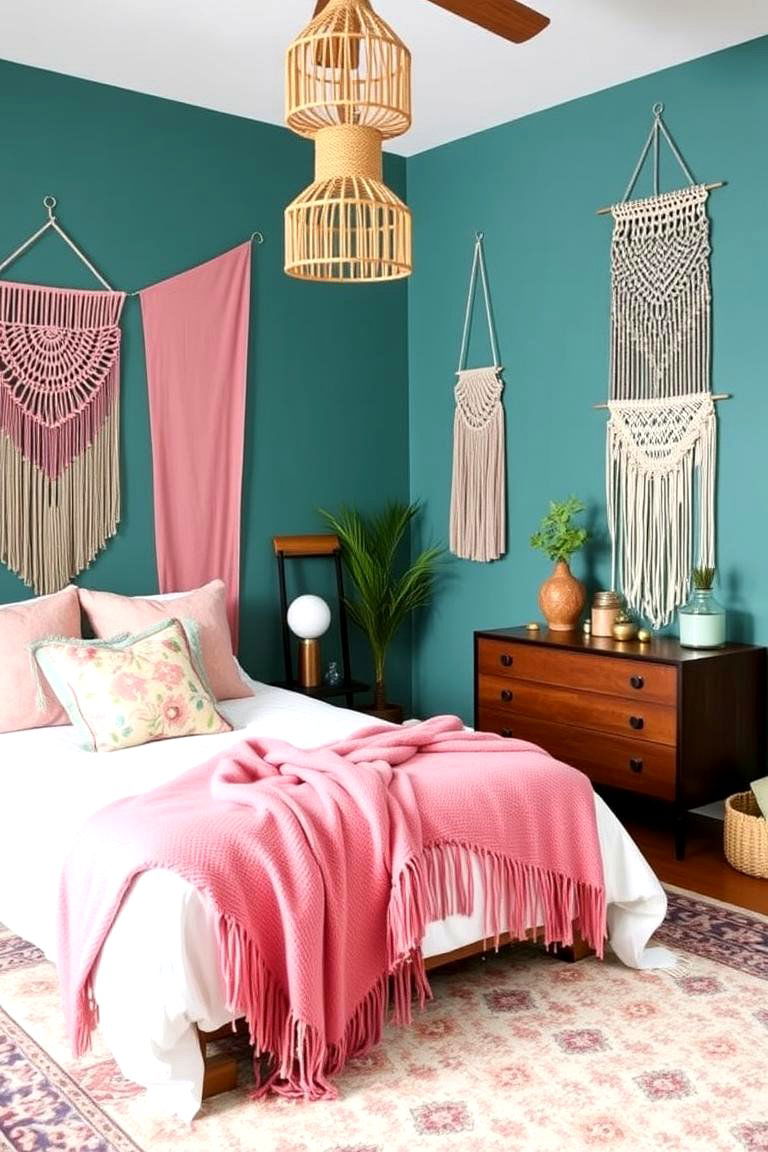 Teal and Pink Boho Bedroom - 24 Teal and Pink Bedroom Ideas