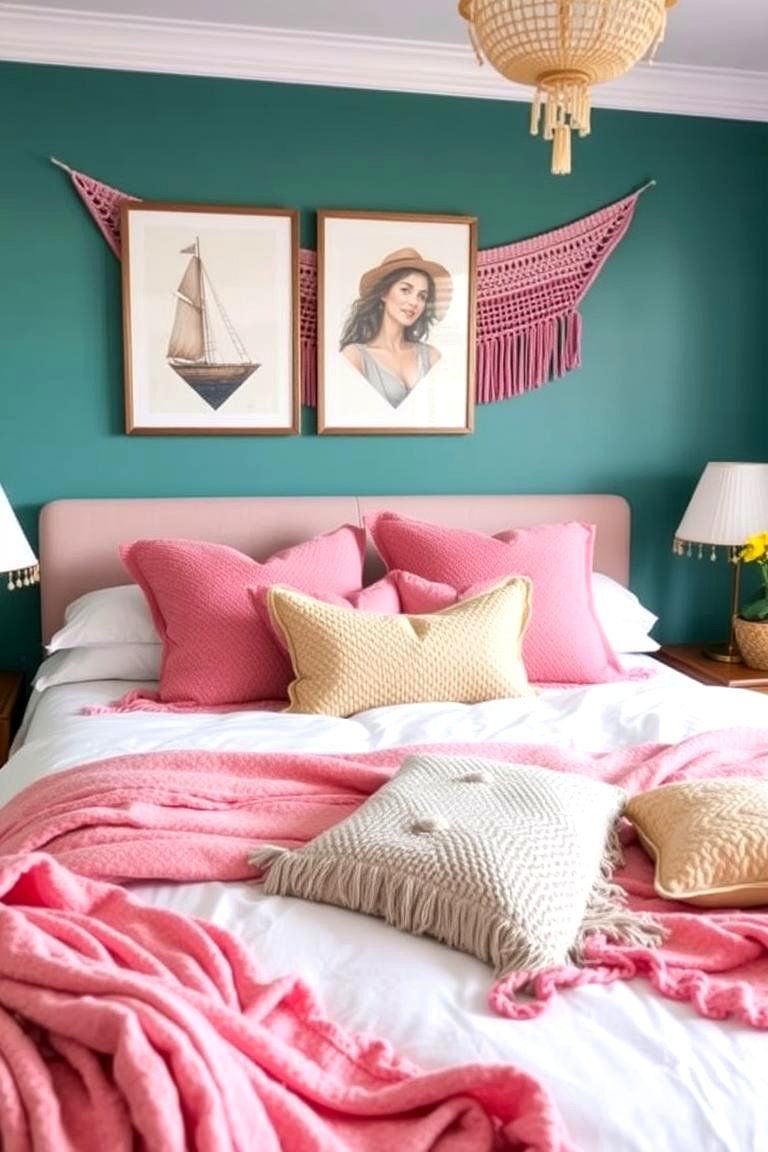 Teal and Pink Boho Chic Bedroom - 24 Teal and Pink Bedroom Ideas