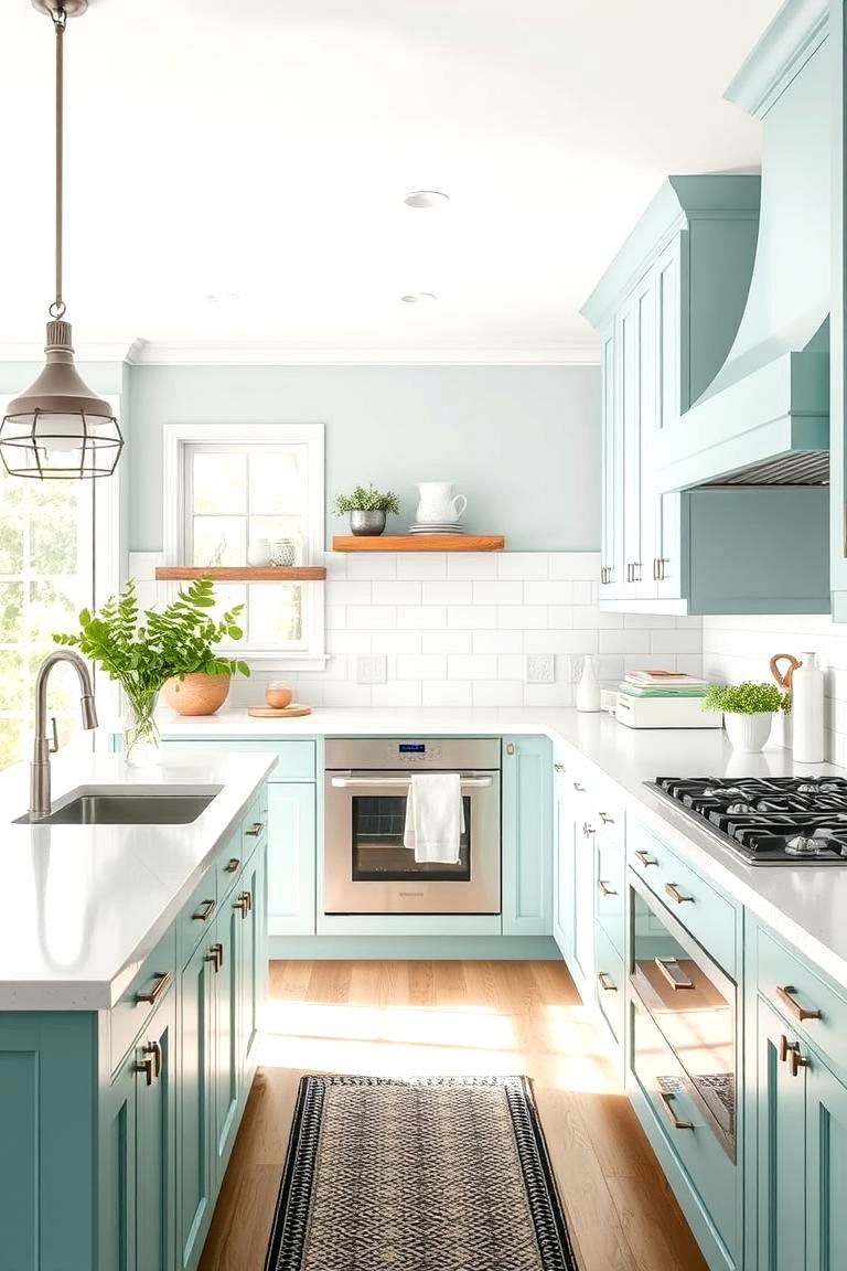 Teal and White Combination - 24 Teal Kitchen Ideas