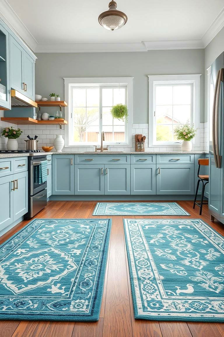 Teal and White Kitchen Rugs - 24 Teal and White Kitchen Ideas