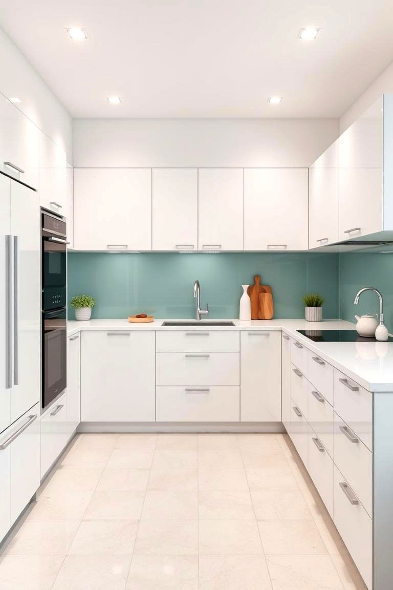 Teal and White Minimalist Design - 24 Teal and White Kitchen Ideas