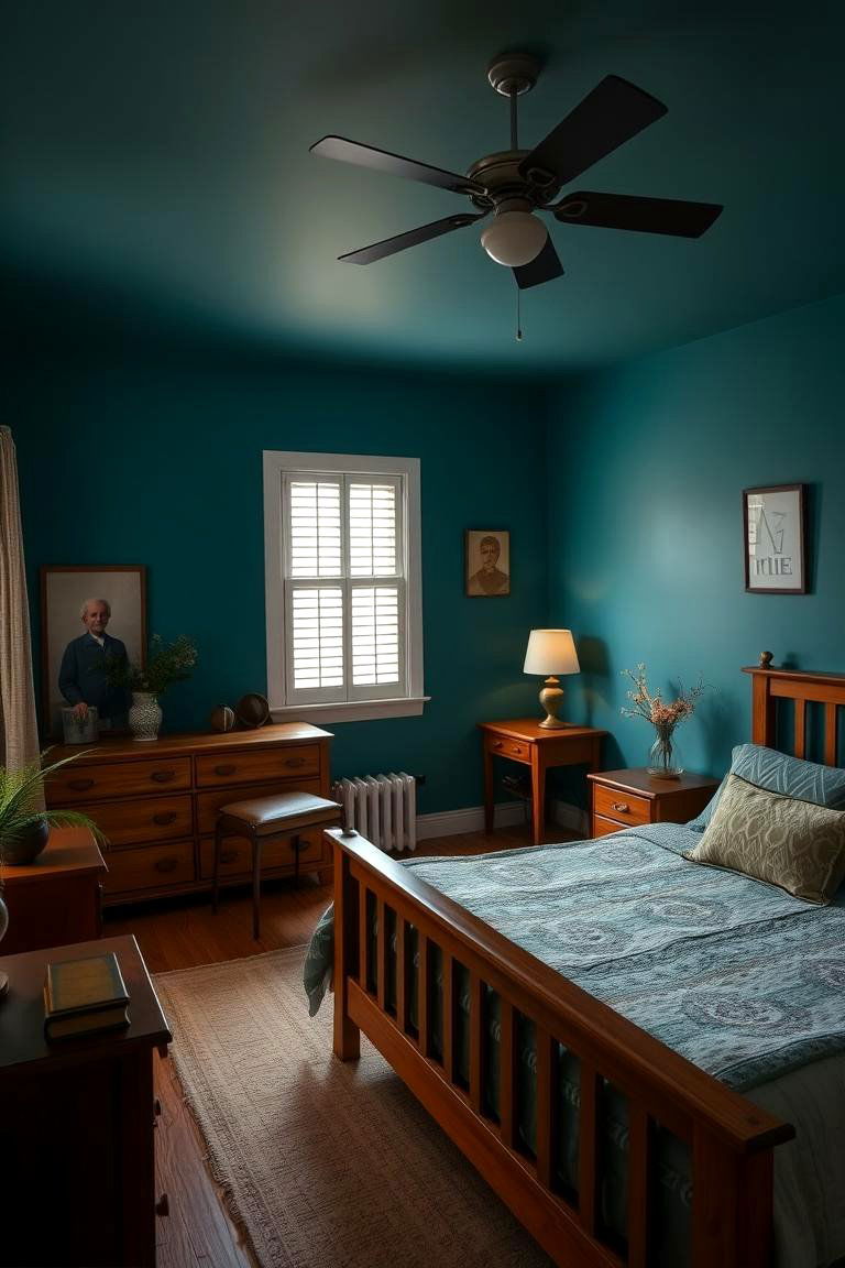 Teal and Wood Harmony - 24 Blue Bedroom Ideas