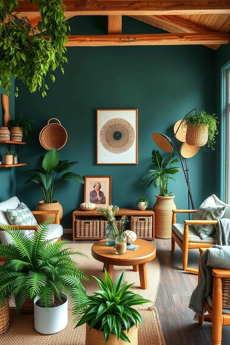 Teal with Natural Elements - 24 Teal Living Room Ideas