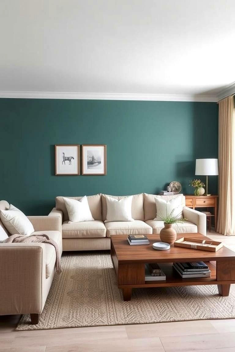 Teal with Neutral Tones - 24 Teal Living Room Ideas