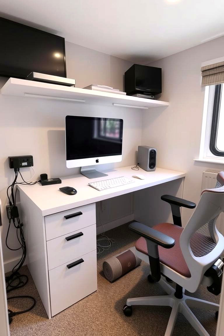 Tech Friendly Workstation - 24 Small Media Room Ideas