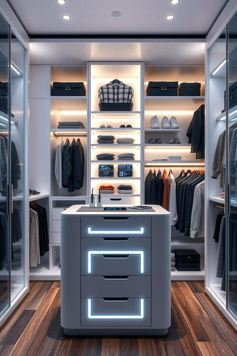 Tech Integrated Closet Island - 24 Closet Island Ideas