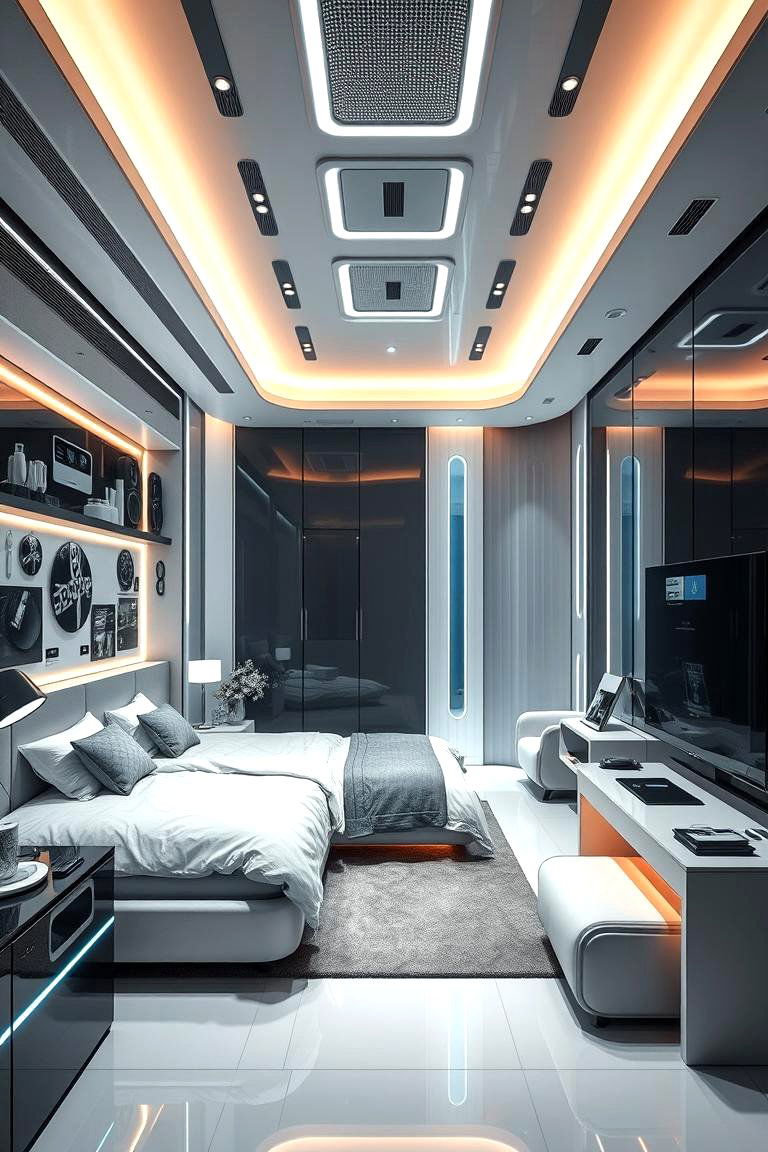 Tech Integrated Haven - 24 L-shaped Bedroom Layout Ideas