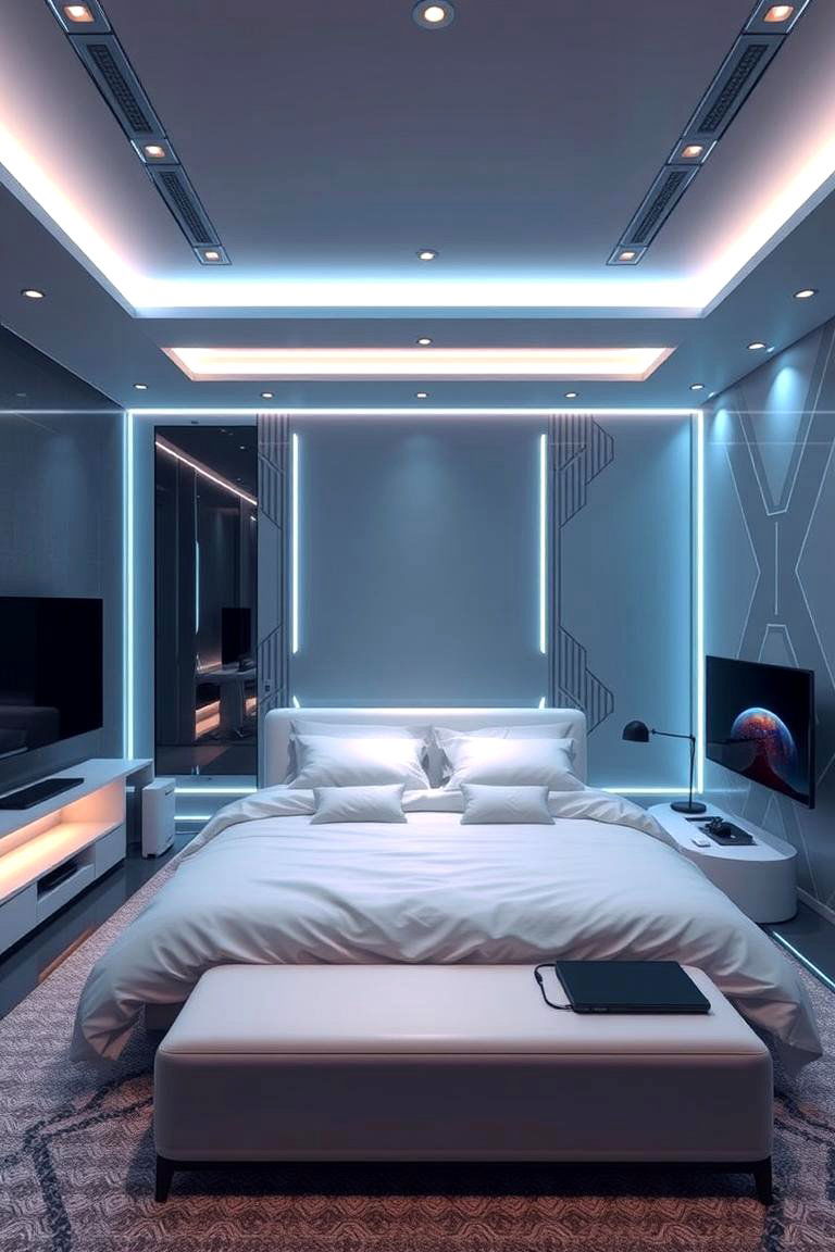 Tech Integrated Smart Bedroom - 24 Bedroom Design Ideas