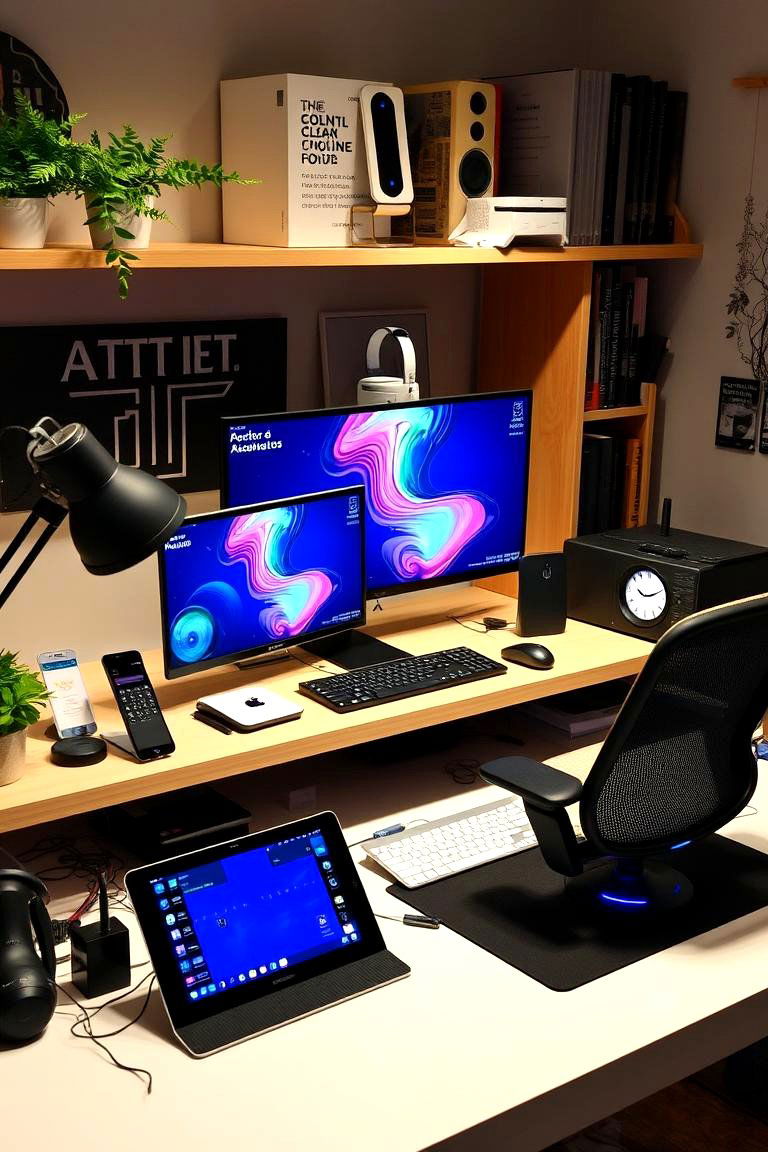 Tech Integration and Modern Gadgets - 24 Small Office Ideas