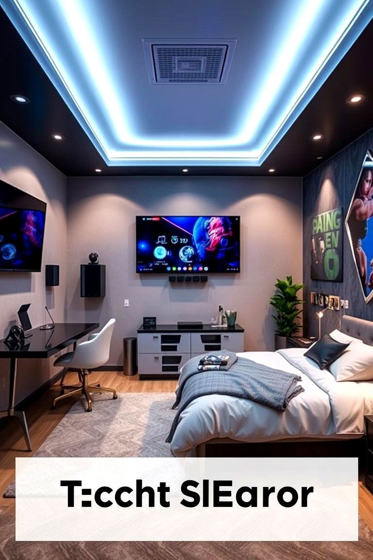 Tech Savvy Basement Bedroom - 24 Basement Bedroom Ideas