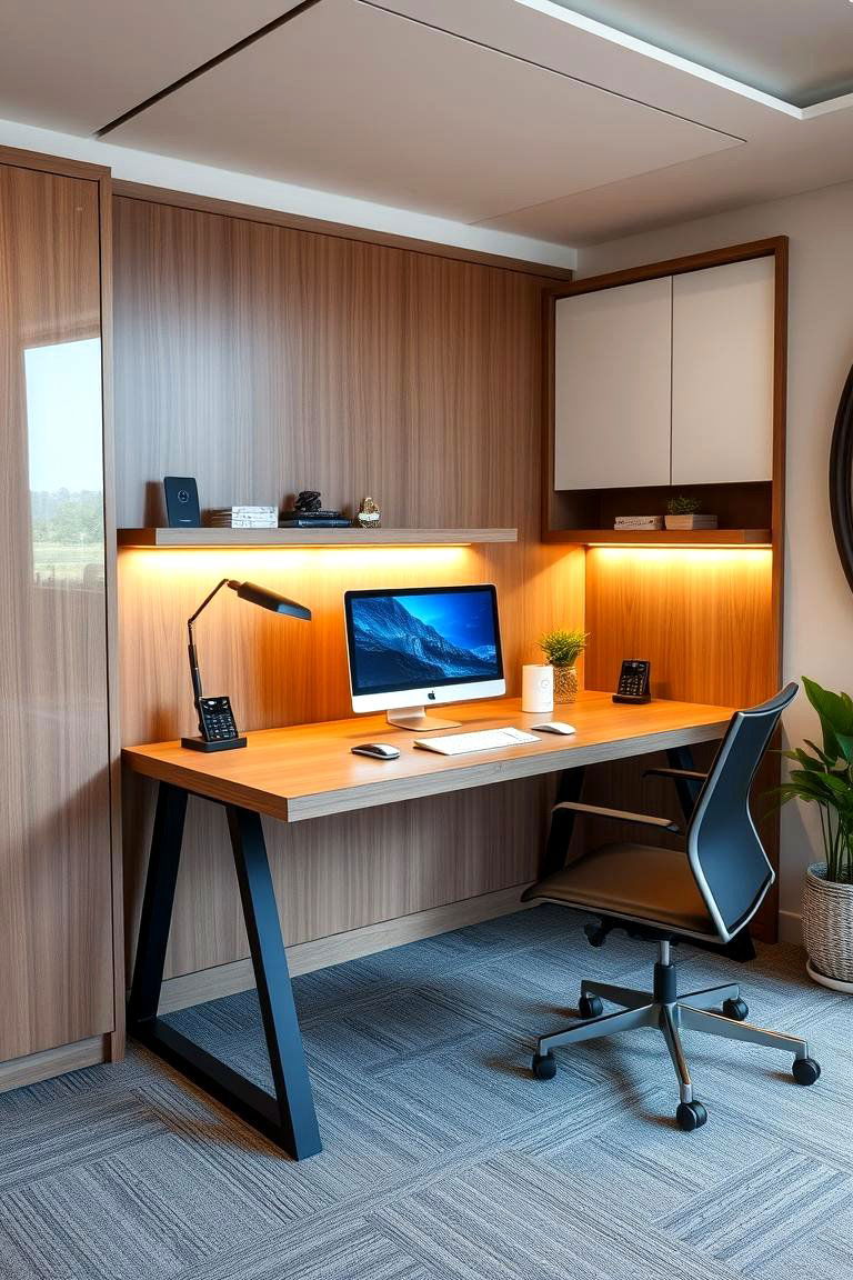Tech Savvy Built in Desk - 24 Built-in Desk Ideas