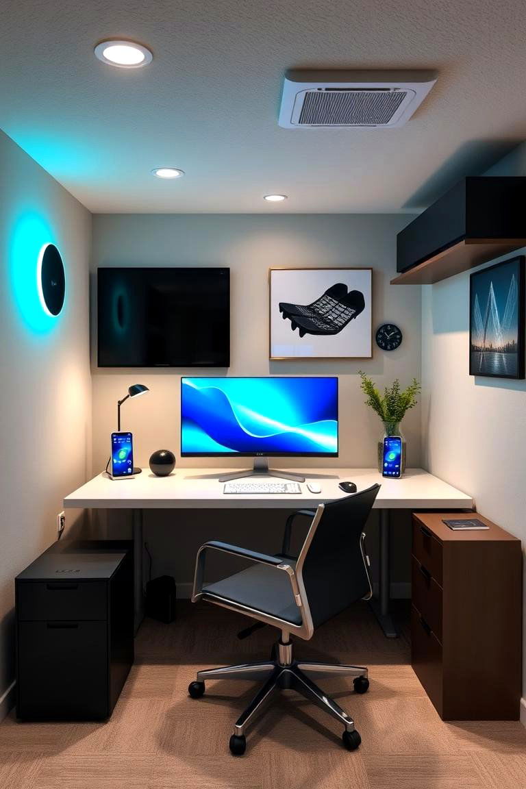 Tech Savvy Office Space - 24 basement office ideas