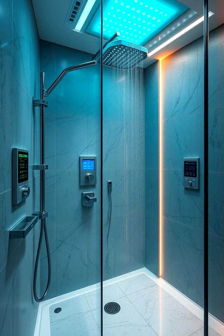 Tech Savvy Smart Shower - 24 Doorless Walk In Shower Ideas