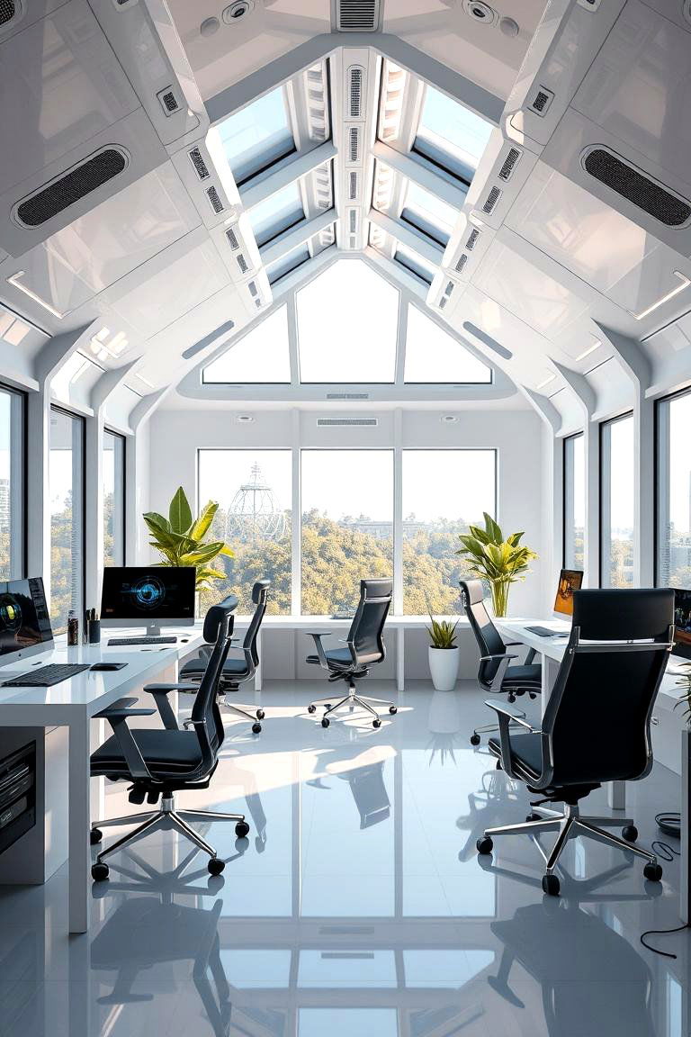 Tech Savvy Sunroom Office - 24 Sunroom Office Ideas