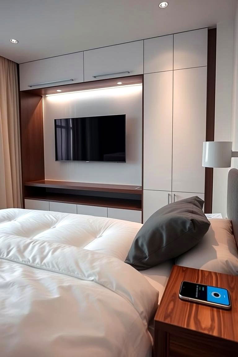 Technology Hidden from View - 24 luxury modern bedroom ideas