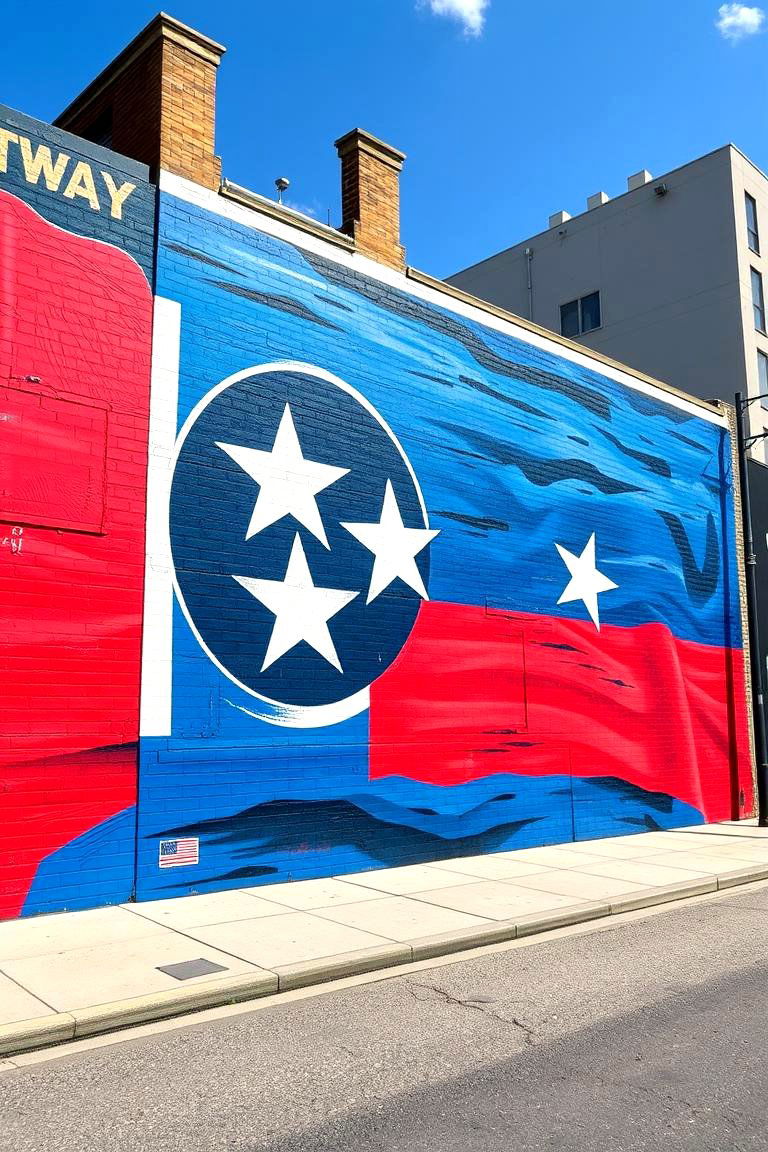 Tennessee State Flag Mural on Broadway - 24 Nashville Murals
