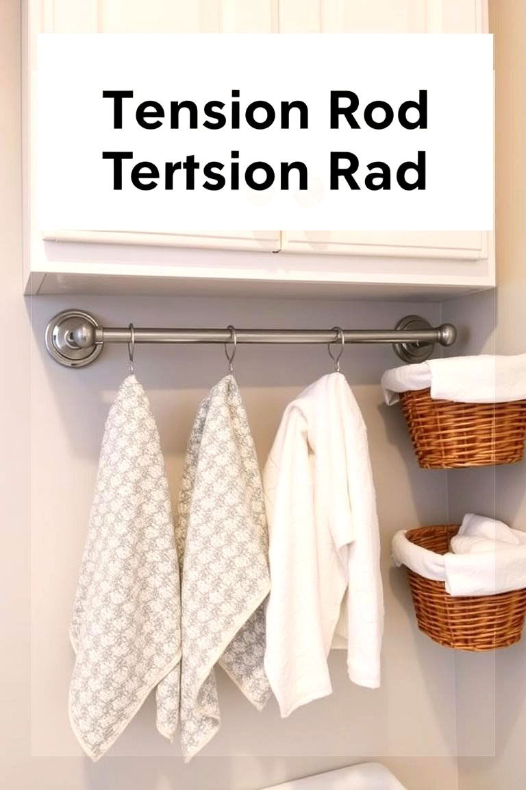 Tension Rod for Hanging Storage - 24 Bathroom Cabinet Organizing Ideas