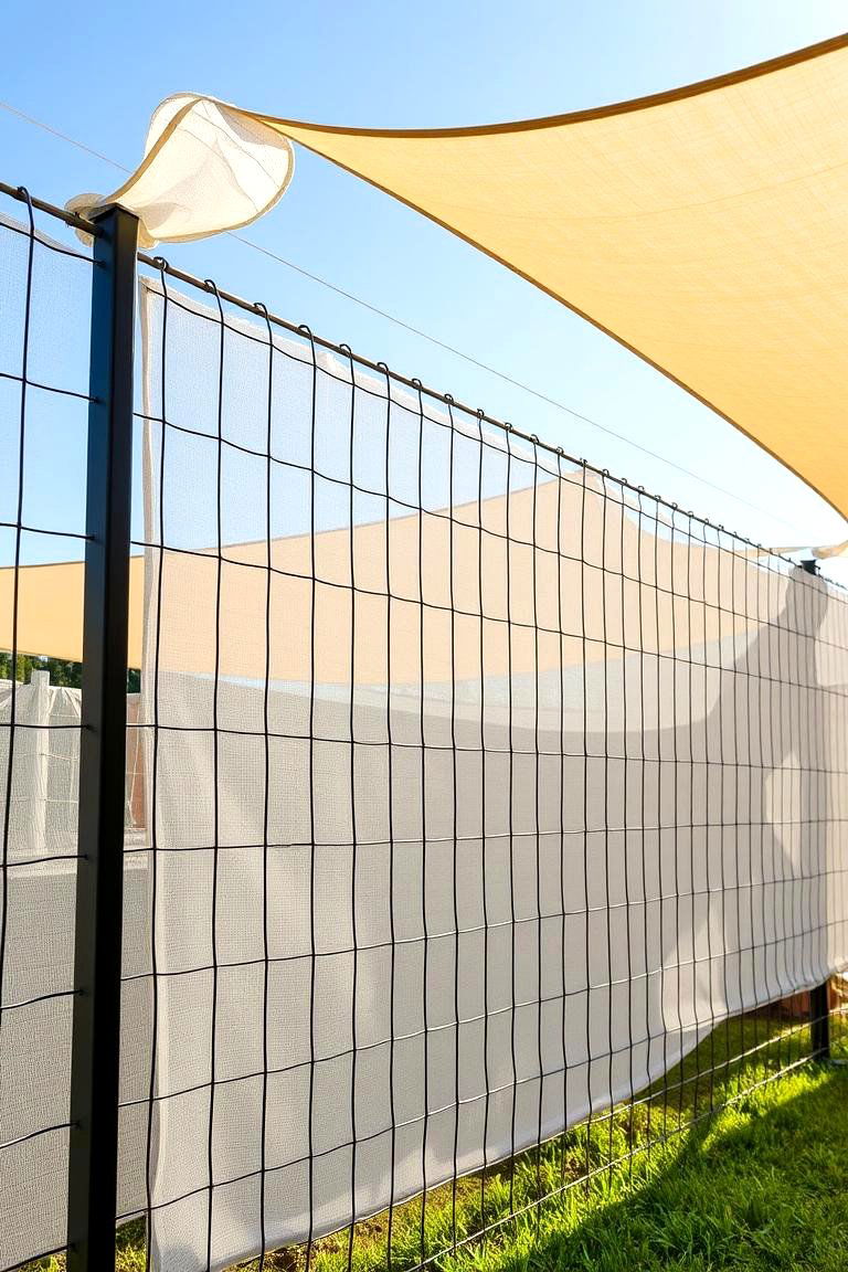 Tension Wire and Shade Cloth Fence - 24 Cheap Privacy Fence Ideas