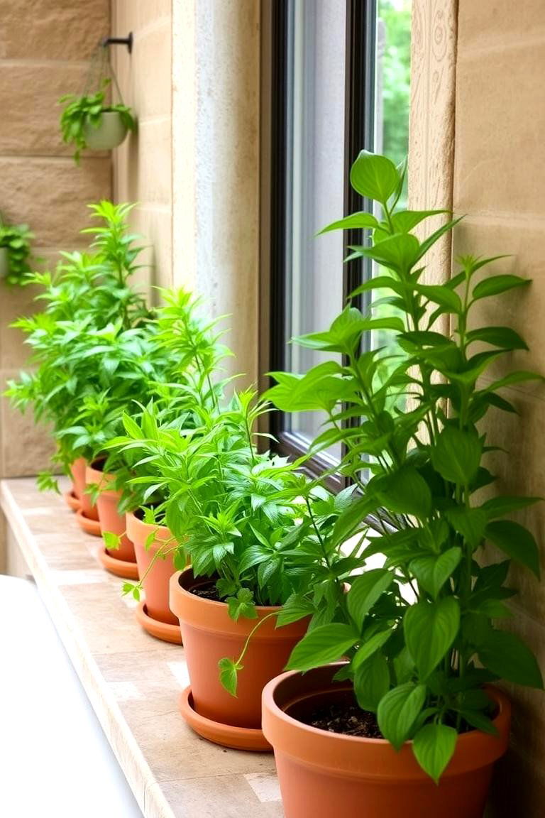 Terra Cotta Planters - 24 Spanish Style Bathroom Ideas