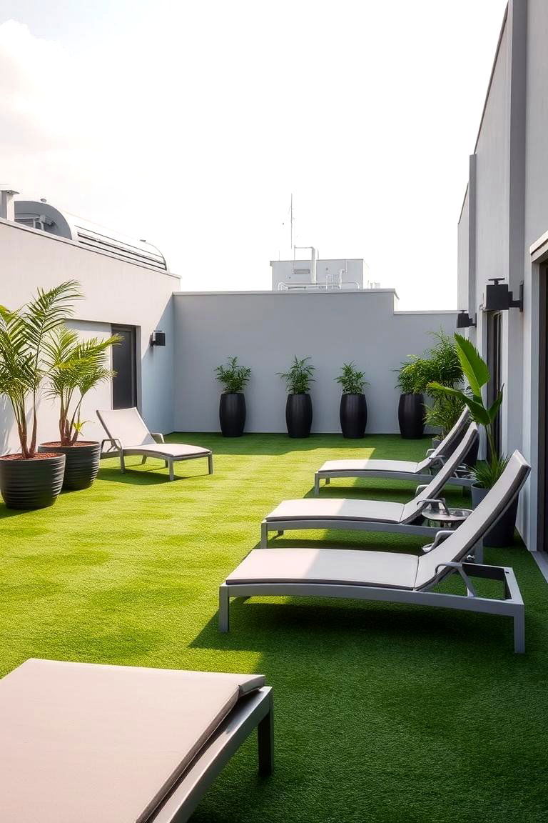 Terrace Lounge with Grass Flooring - 24 Artificial Grass Balcony Design