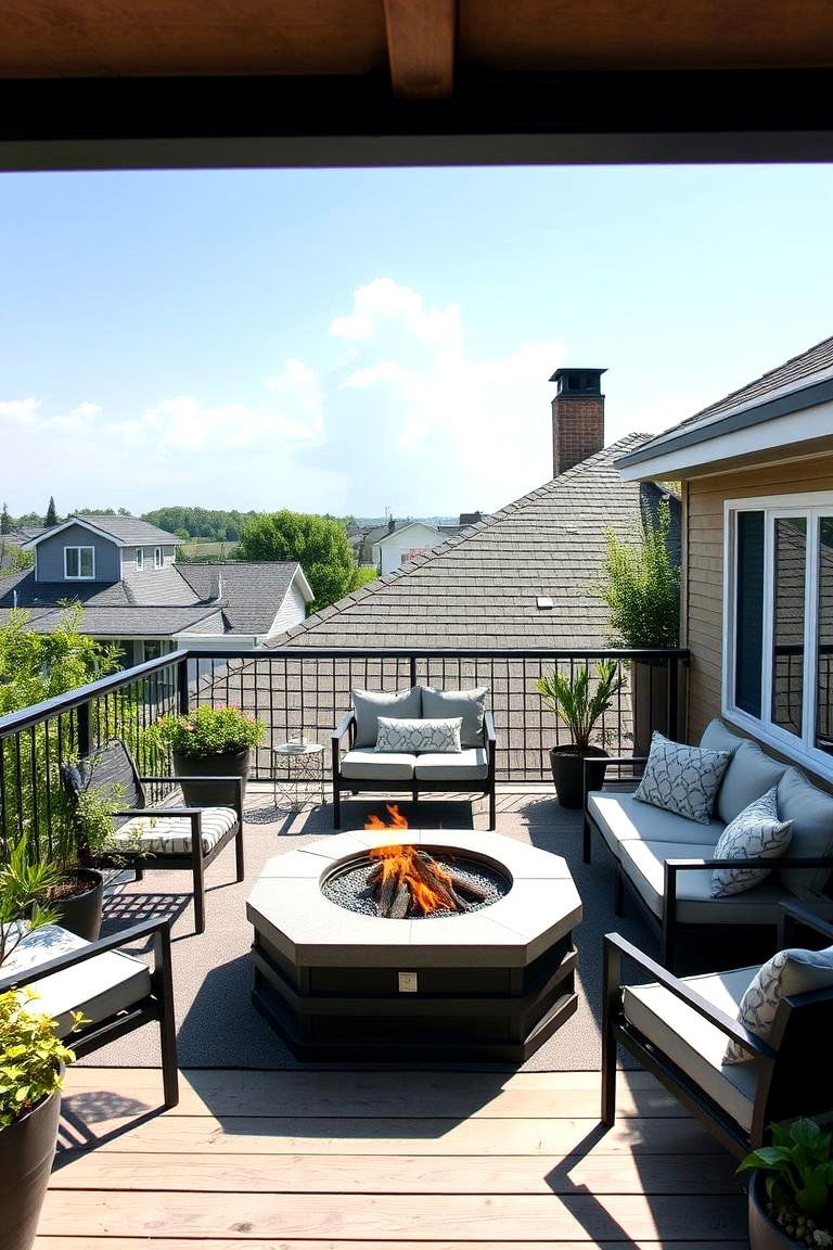 Terrace with Fire Pit Dormer Balcony - 24 Dormer Balcony Ideas