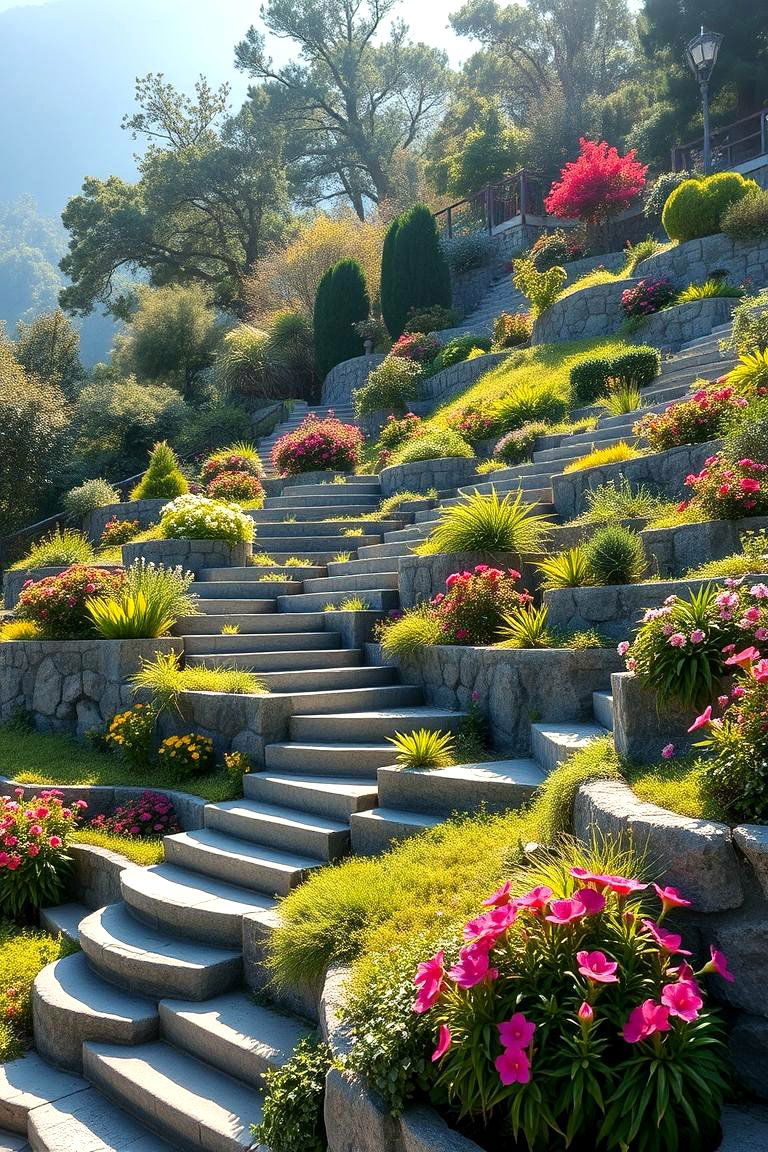 Terraced Planting Gardens - 24 hillside landscaping ideas