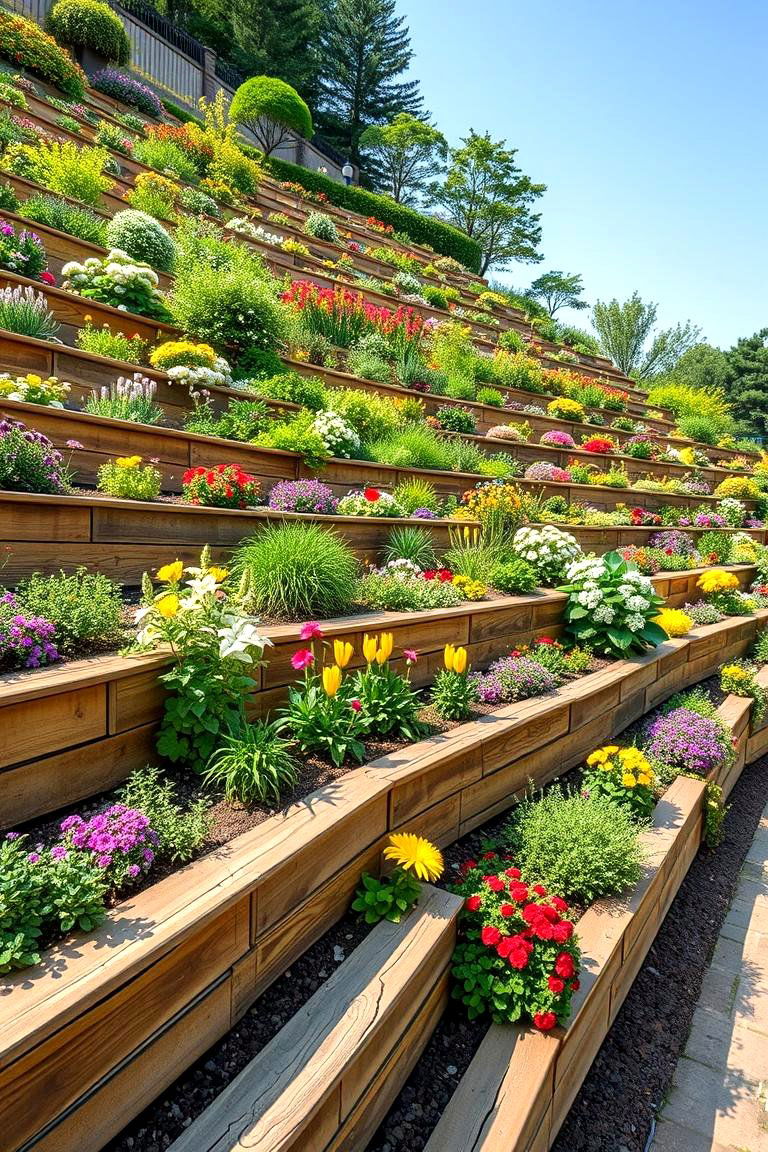Terraced Retaining Walls - 24 Wood Retaining Wall Ideas