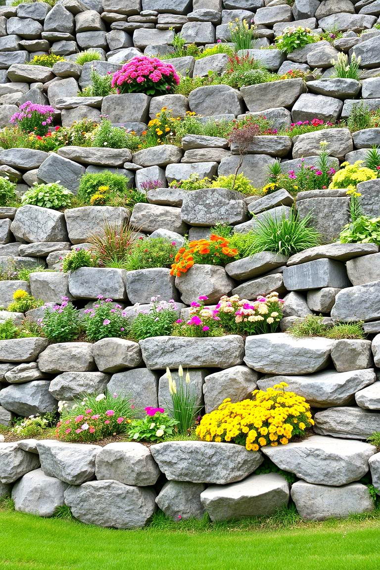 Terraced Rock Wall - 24 Natural Rock Retaining Wall Ideas
