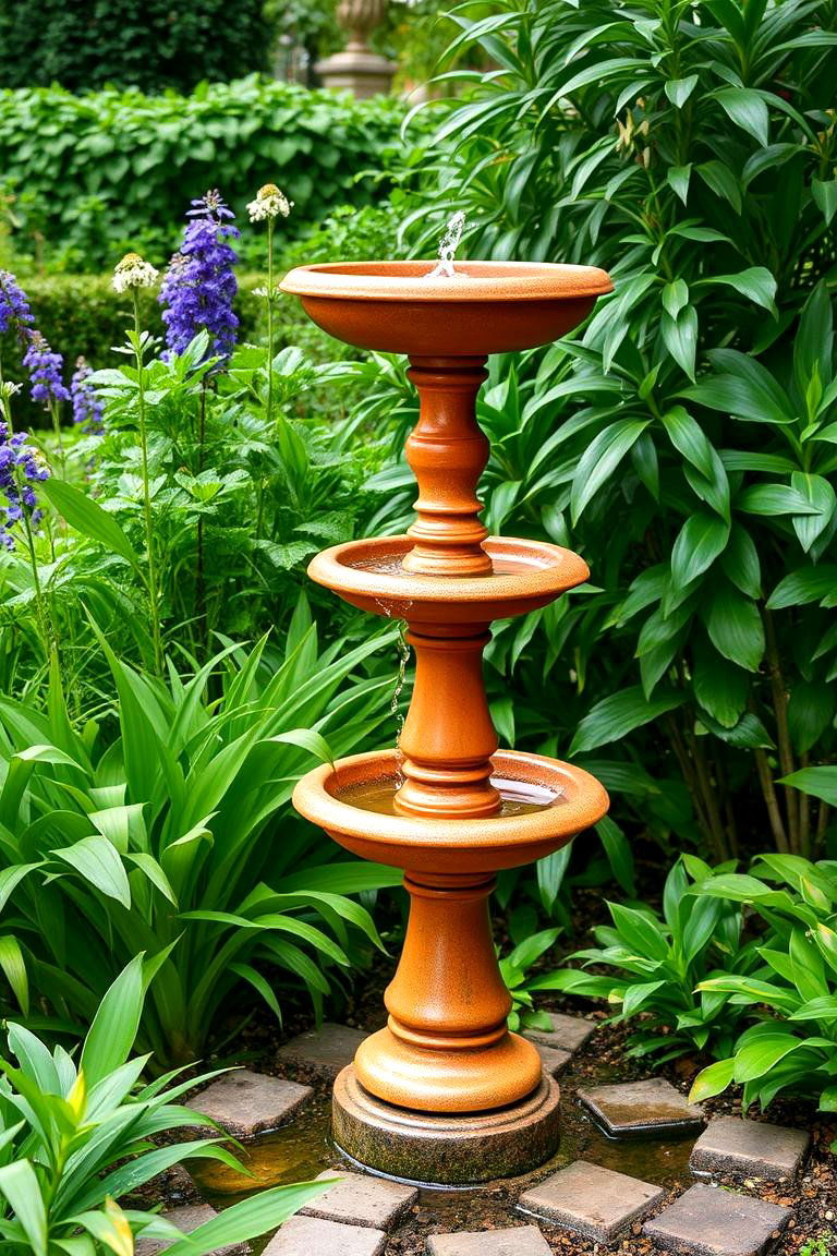 Terracotta Bird Baths for Outdoor Charm - 24 terracotta home decor ideas