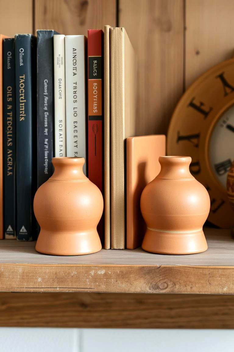 Terracotta Bookends for Rustic Organization - 24 terracotta home decor ideas