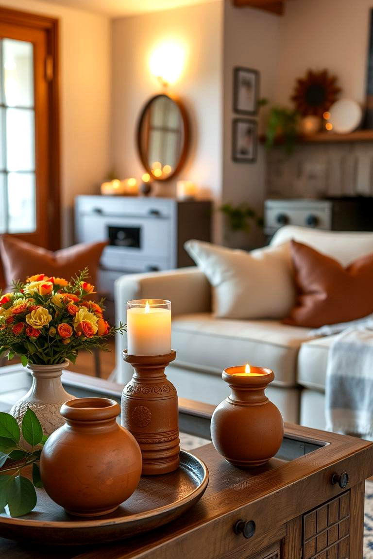 Terracotta Candle Holders - 24 terracotta living room ideas