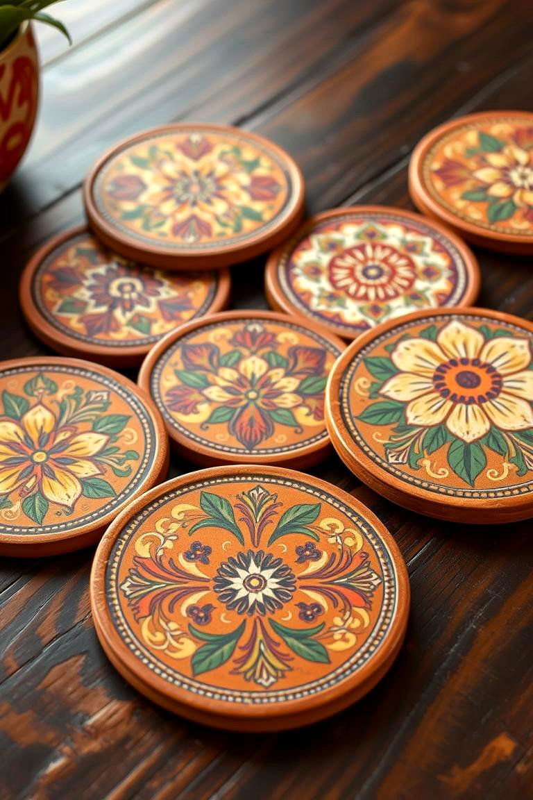 Terracotta Coasters for Rustic Tableware - 24 terracotta home decor ideas