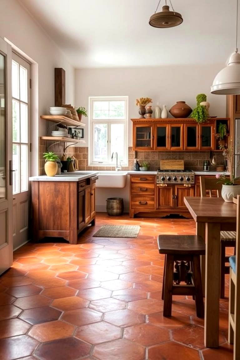 Terracotta Flooring for Warmth - 24 Mediterranean Kitchen Ideas