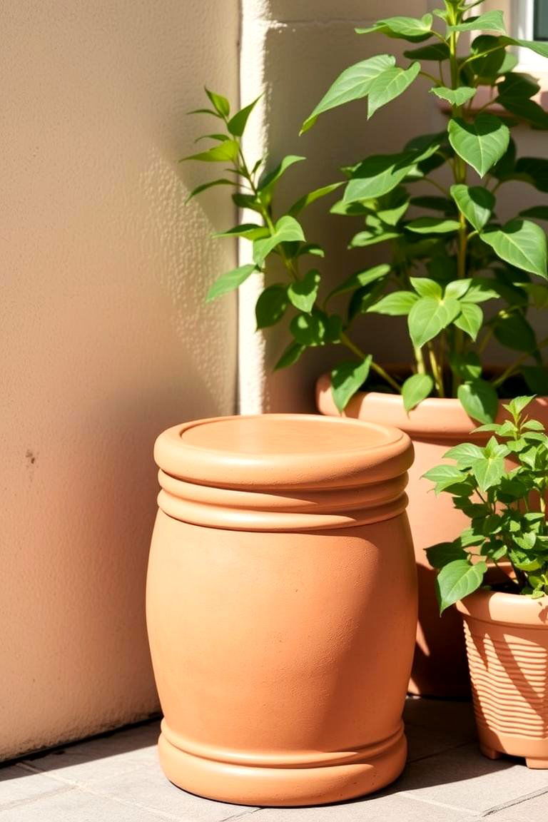 Terracotta Garden Stools for Indoor Outdoor Use - 24 terracotta home decor ideas