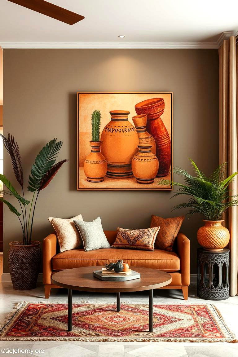 Terracotta Inspired Artwork - 24 terracotta living room ideas