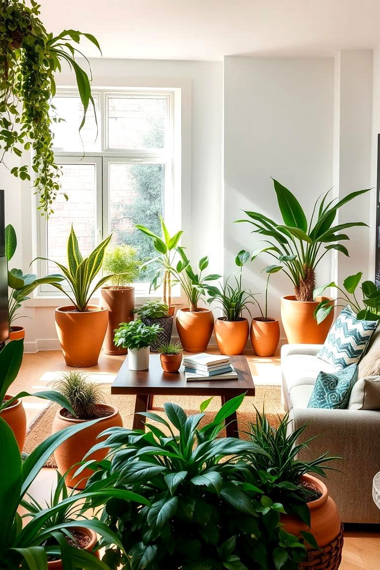 Terracotta Inspired Indoor Garden - 24 terracotta living room ideas