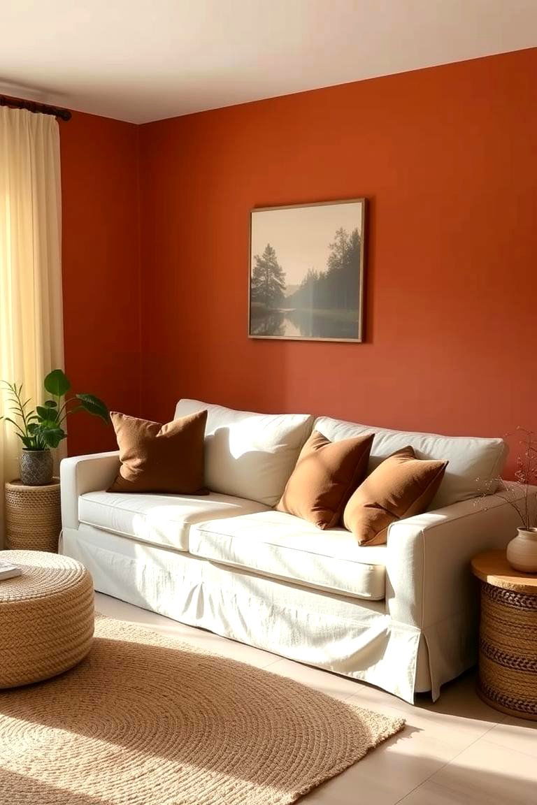 Terracotta Orange Living Room Walls - 24 Orange Room Ideas