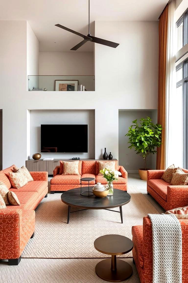Terracotta Patterned Upholstery - 24 terracotta living room ideas