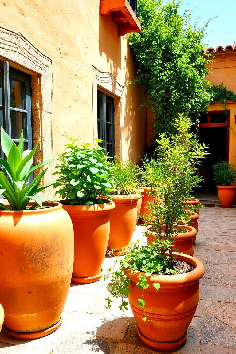 Terracotta Planters - 24 Spanish Courtyard Ideas