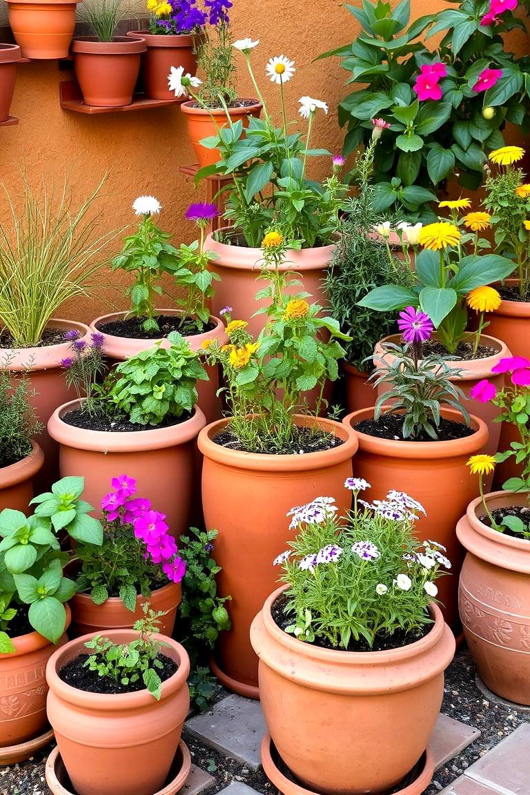 Terracotta Pot Arrangement Garden - 24 Greek Garden Ideas