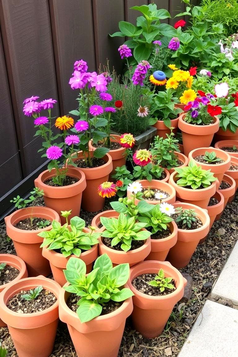 Terracotta Pot Edging - 24 Garden Edging Ideas