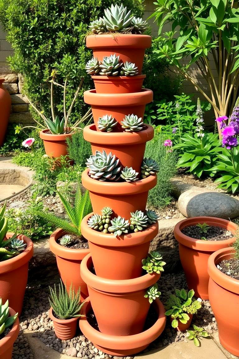 Terracotta Pot Tower - 24 Outdoor Plant Stand Ideas