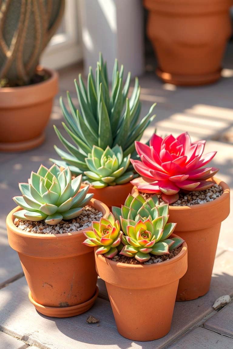 Terracotta Pot Trio - 24 Outdoor Succulent Container Ideas