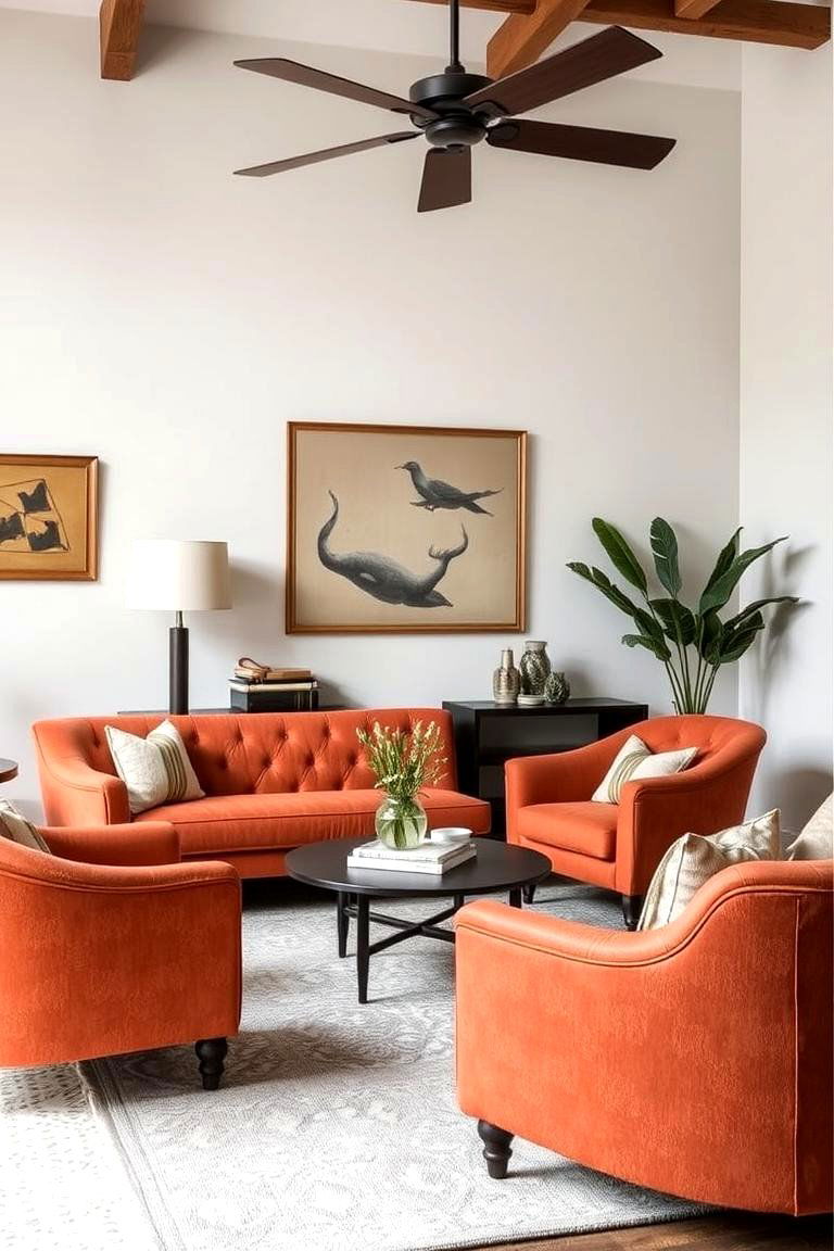 Terracotta Textured Accent Furniture - 24 terracotta living room ideas