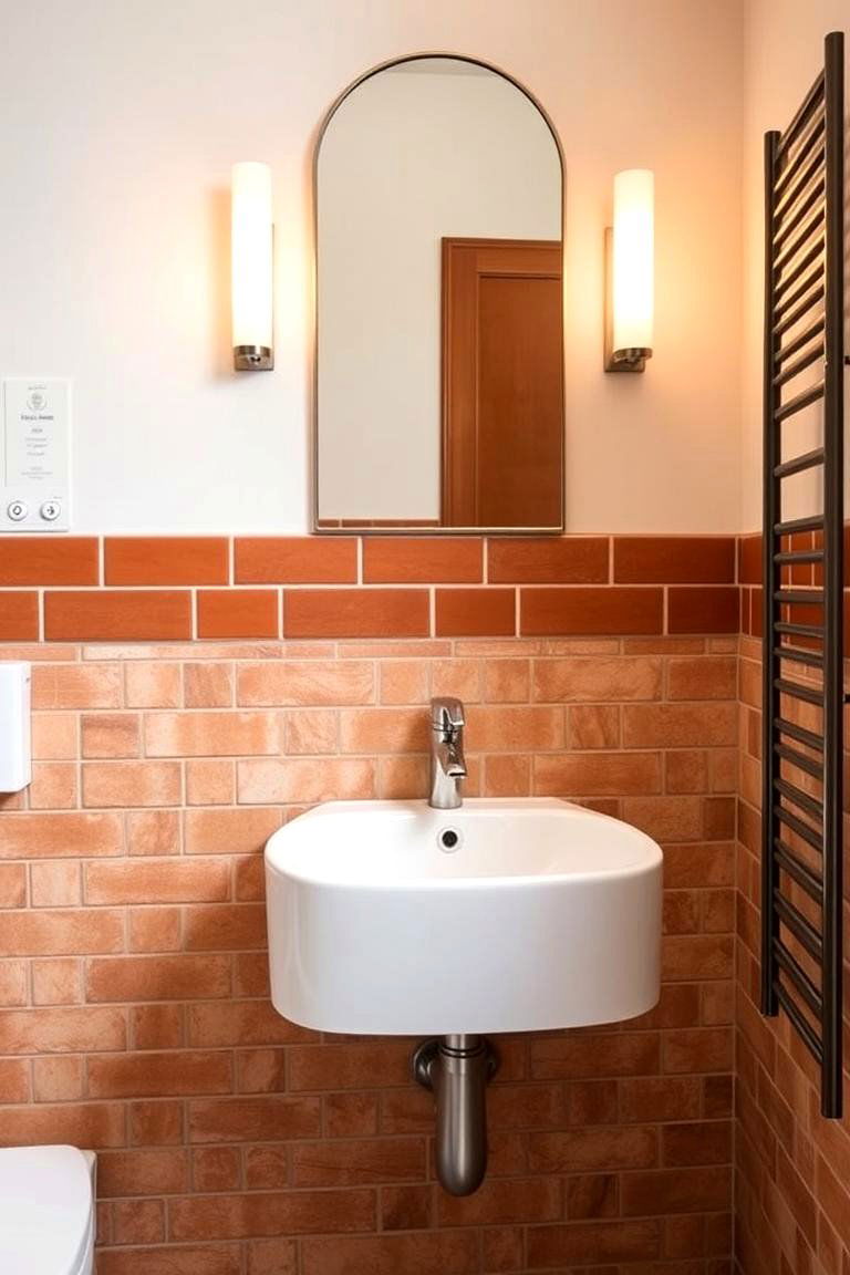 Terracotta Tile Accents for Rustic Charm - 24 Bathroom Backsplash Ideas