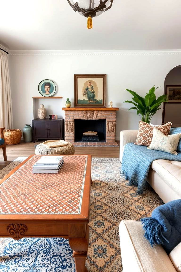 Terracotta Tiled Coffee Table - 24 terracotta living room ideas