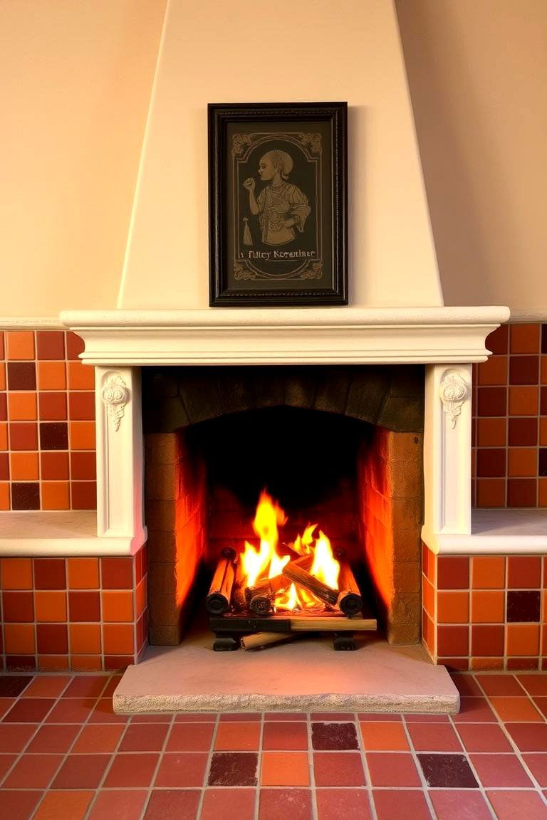 Terracotta Tiles for Warmth - 24 Fireplace Tile Ideas