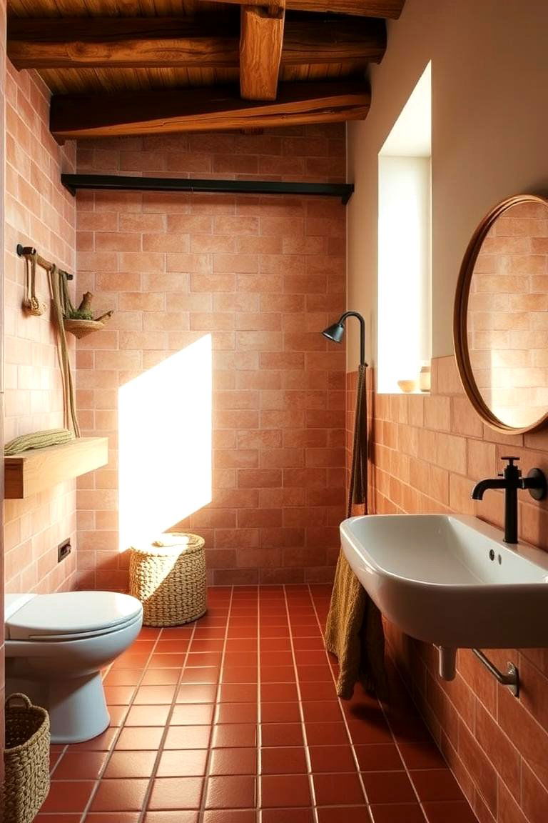 Terracotta Tiles for a Warm Earthy Feel - 24 Bathroom Tile Ideas