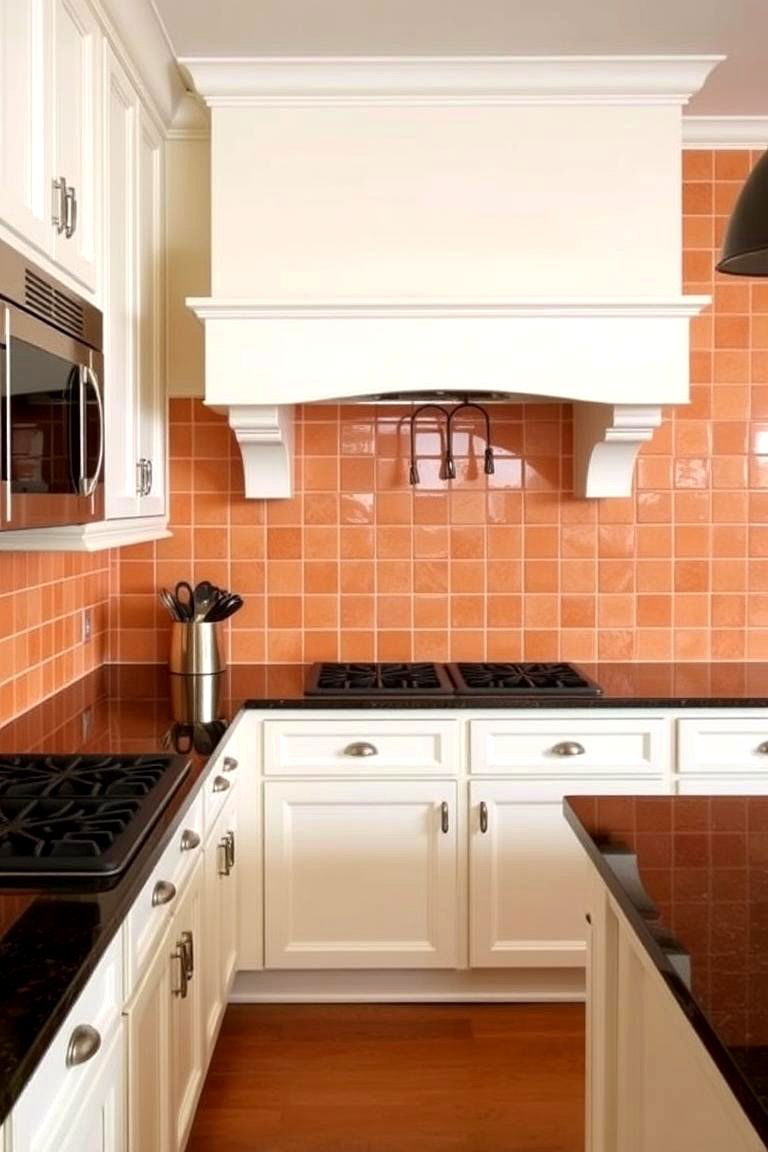 Terracotta Tiles - 24 Backsplash Ideas for White Cabinets and Granite Countertops